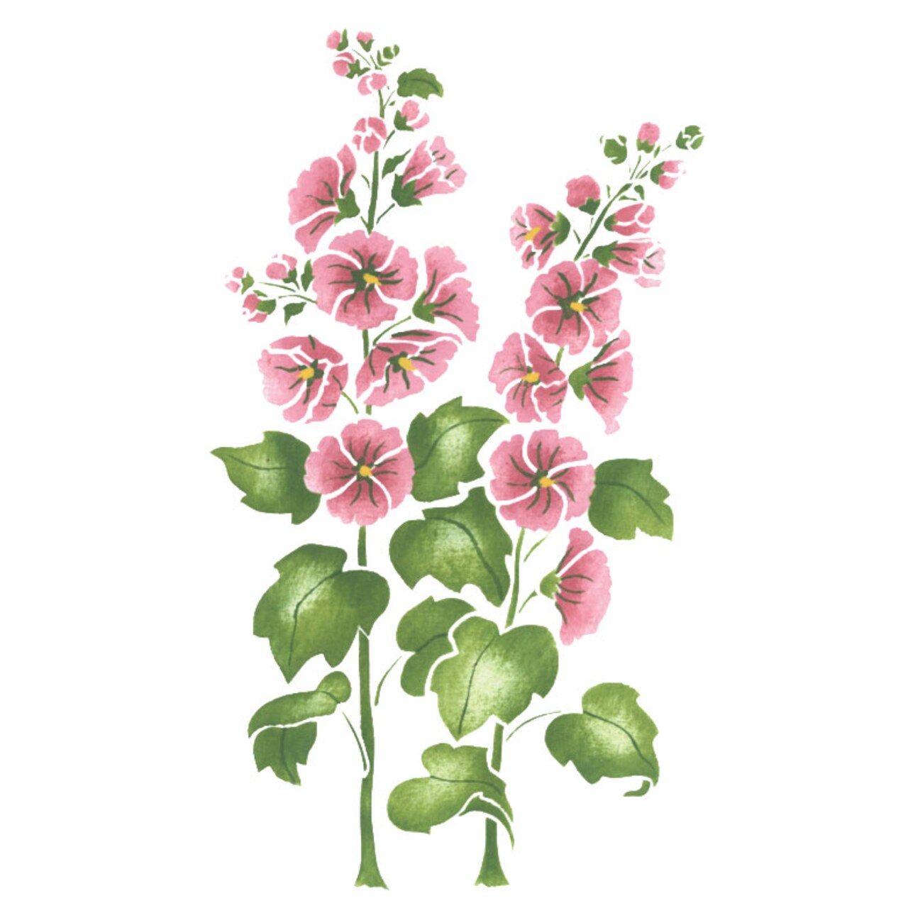 Small Hollyhock Flower Wall Stencil | 2092B by Designer Stencils | Floral Stencils | Reusable Art Craft Stencils for Painting on Walls, Canvas, Wood | Reusable Plastic Paint Stencil for Home Makeover | Easy to Use & Clean Art Stencil